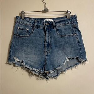 Zara Blue Frayed Hem Jean Shorts